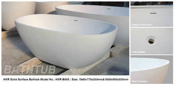 Ce Acrylic Solid Surface Stone Soaking Bathtub Shower Freestanding Tub