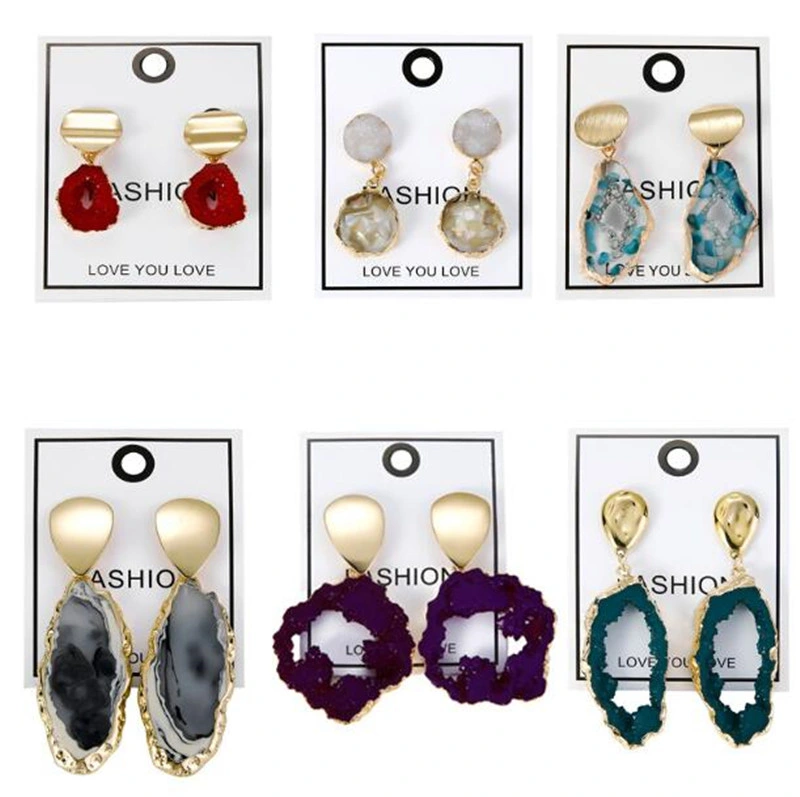Fashion Geometric Irregular Natural Stone Earrings Girlfriends Earrings Wholesale