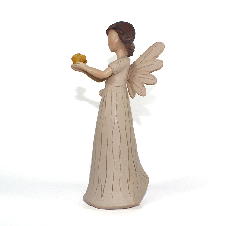 Custom Wood Resin Mother and Child Angel Wings Figurine