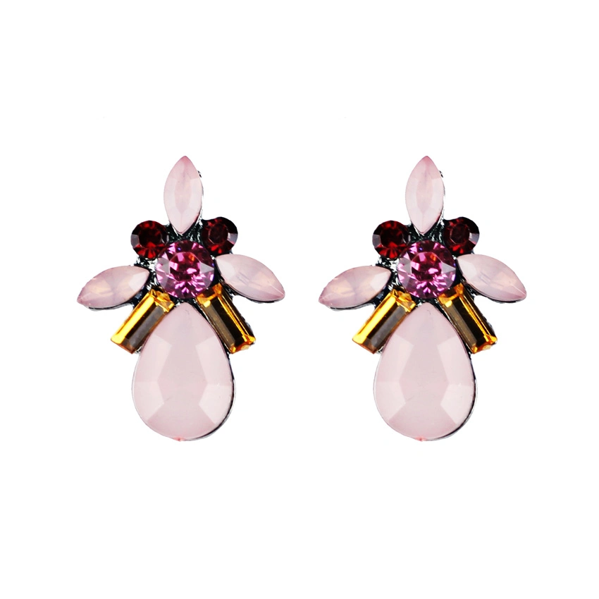 Latest Design Classic Beautiful Petal Jewelry Simple Personality Crystal Women Stud Earrings