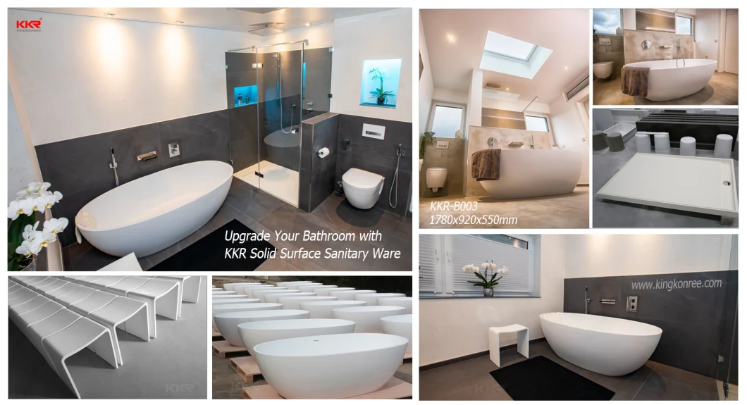Kkr Sanitary Ware Solid Surface Stone Bathroom Bathtub Freestanding SPA Bathtub
