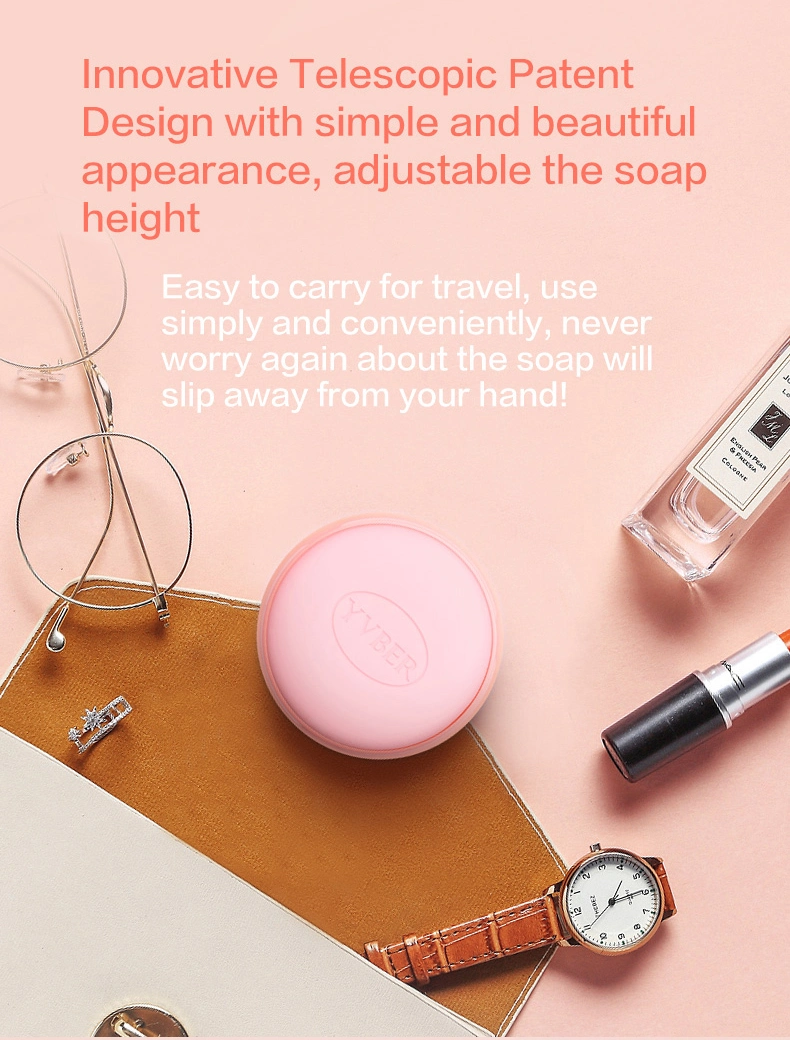 Natural Essential Oils Rose Bar Soap in Retractable Bath Soap Holder