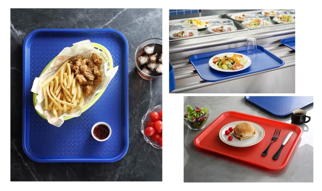 16-Inch Plastic Eco-Friendly Catering Canteen Fast Food Service Tray Breakfast Tray