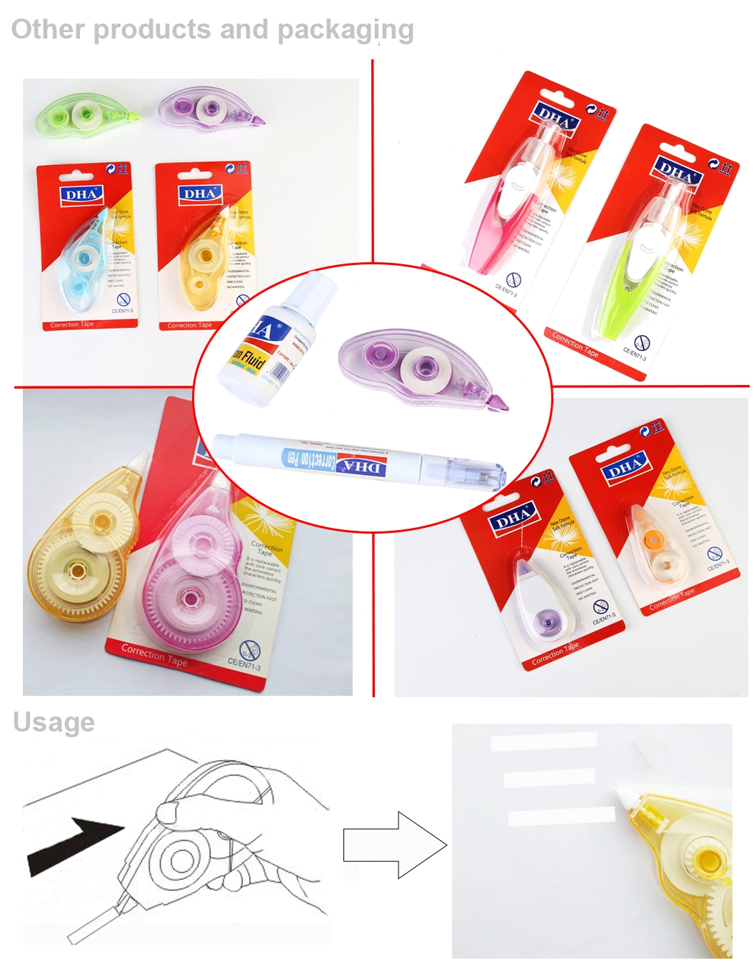 New Student Soft Grip Colorful Correction Tape