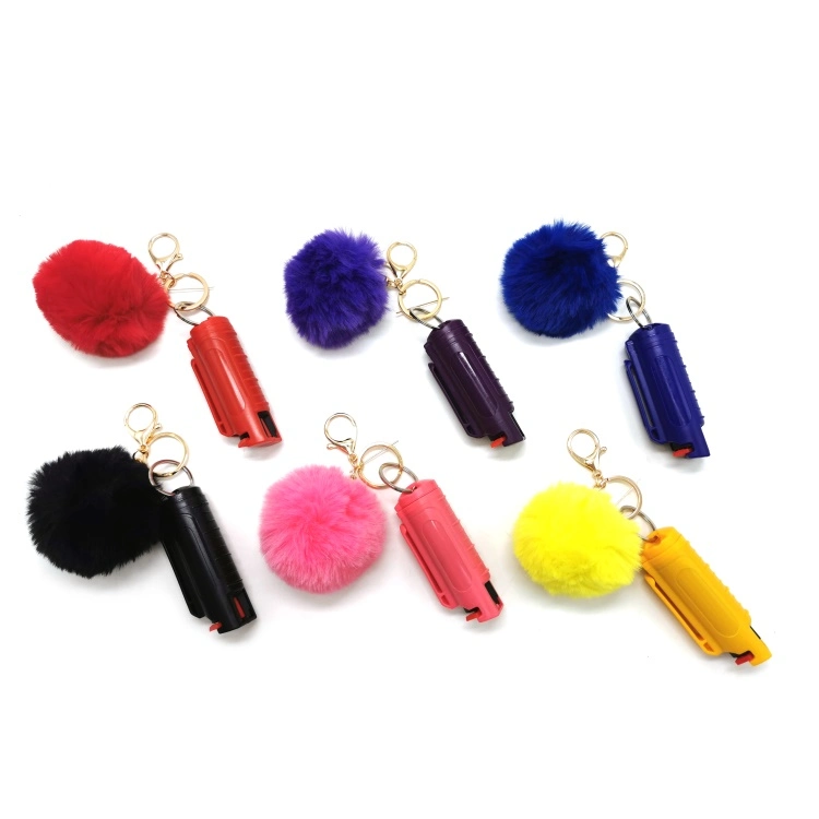 Wholesale Colorful Artificial Puff Ball Fox Fur Fur POM POM Keychain Rainbow PVC Lanyard