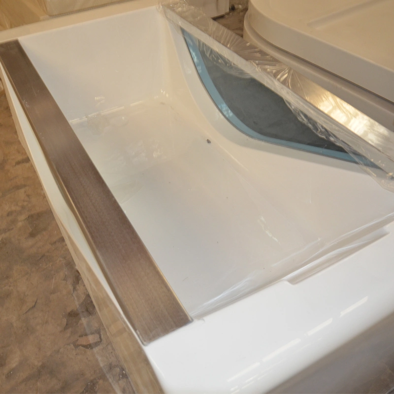 One Person Tempered Glass Side Small Freestanding Square Bathtub