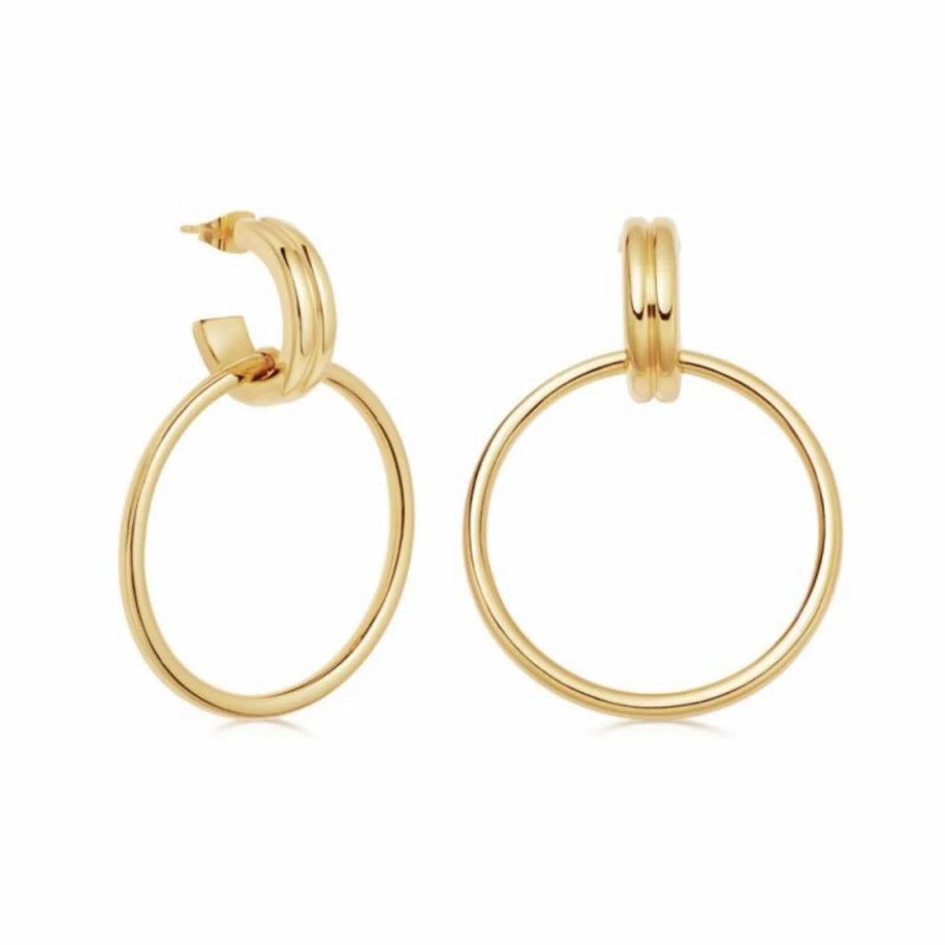 Stacked Duplex Exaggerated Circle Outer Arc Hoop Earrings Popular Small Jewelry Titanium Steel Earrings