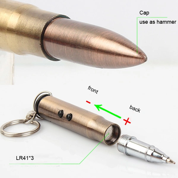 Multi-Function Hammer Ballpoint Pen Flashlight with Keychain
