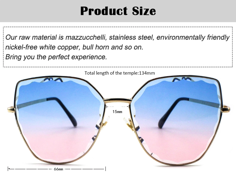 Hot Sale Custom Logo Wholesale Oversize Metal Frame Women Sunglasses