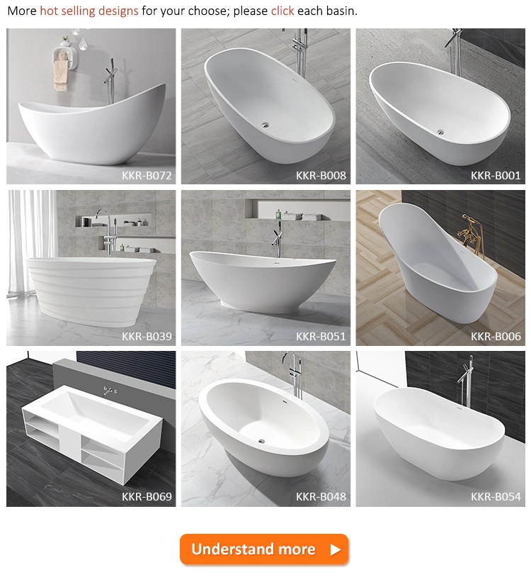 Small Size Freestanding 1.6m Solid Surface Stone Soaking Tubs