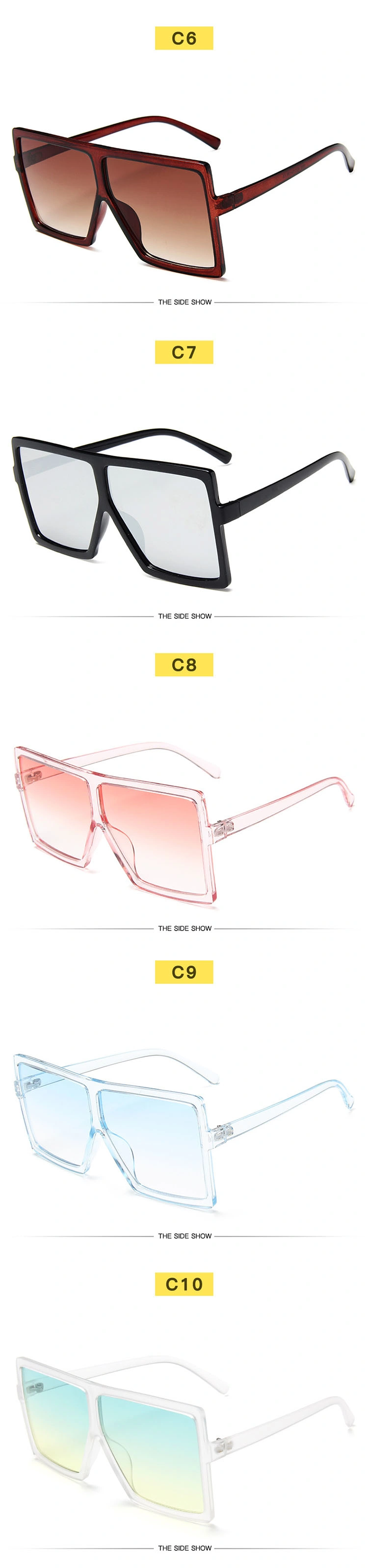 2020 New Sunglasses European and American Retro Large Frame Sunglasses Trend Sunglasses Square Frame Metal Hinge Glasses