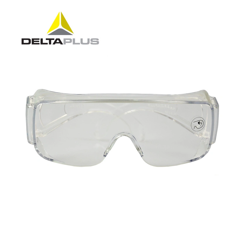 Anti Fog Adjustable Transparent Safety Glasses General with PC Lenses Deltaplus 101131 One-Piece Lens Safety Eyewear for Use with Prescription Glasses