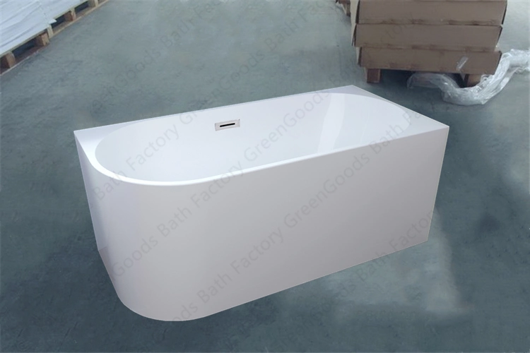 Modern Back to Wall Freestanding Corner Bath Tub Hot J Shaped Bathtub