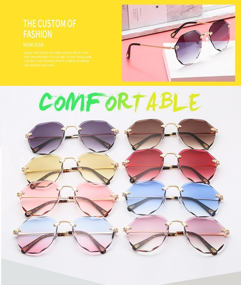Polygon Shape Rimless Fashion Sunglasses