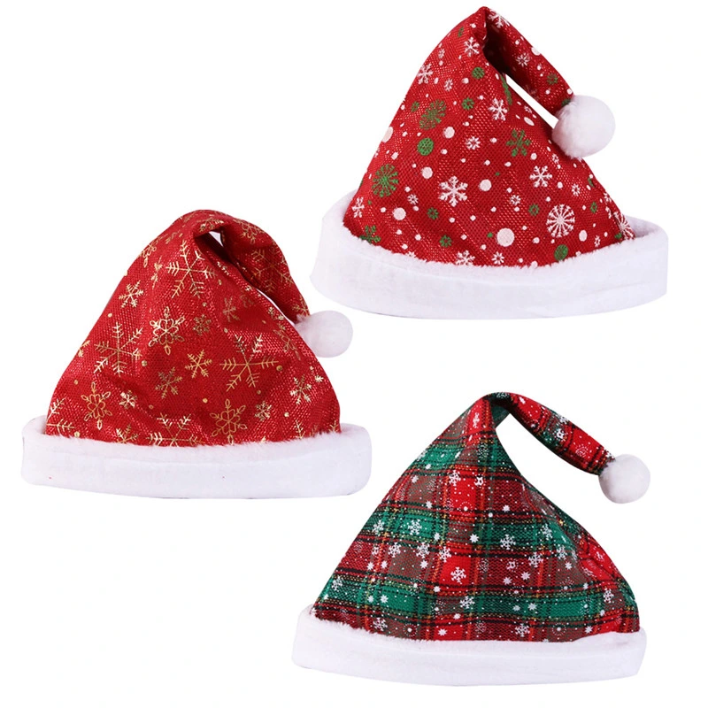 Sj0947 Wholesale Personalized Party Printed Snowflake Santa Claus Christmas Ornament Hat