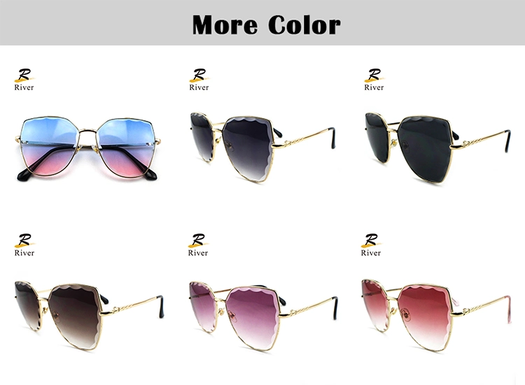 Hot Sale Custom Logo Wholesale Oversize Metal Frame Women Sunglasses