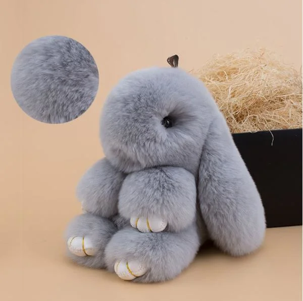 18cm Anime Gifts Pluff Bunny Keychain Rabbit Fur Keyring for Bag Simulation Toy Doll Fluffy POM POM Lovely Car Pendants