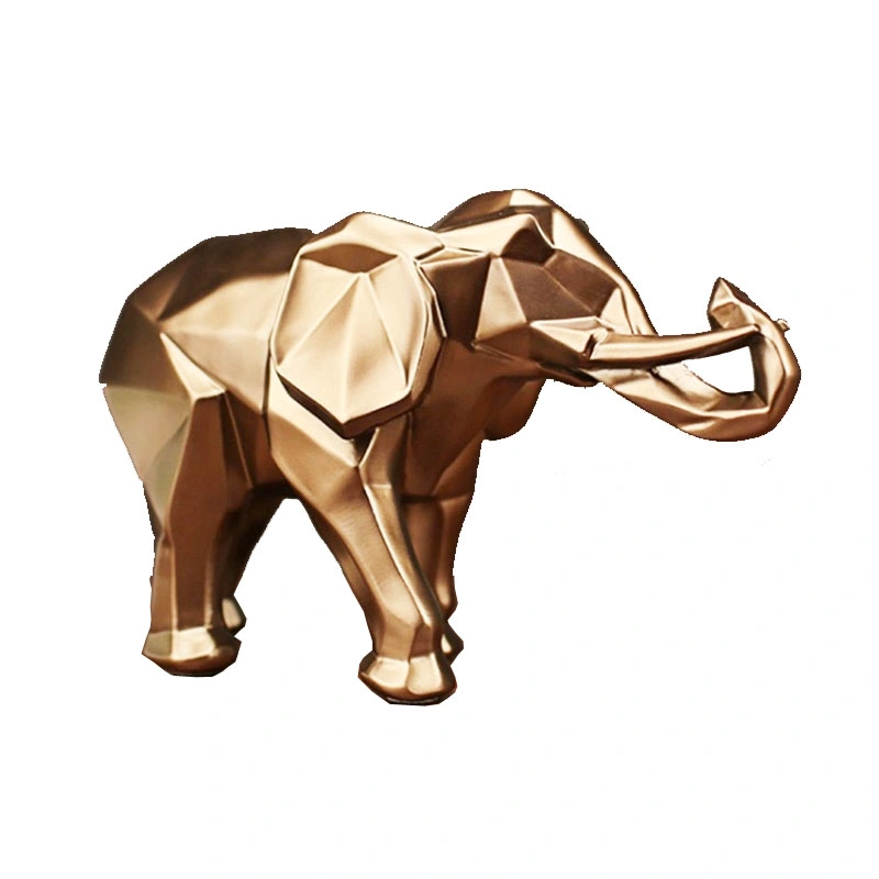 Abstract Geometric Desk Decorative Resin Elephant Modern Animal Figurine Home Decor Gold Resin Elephant