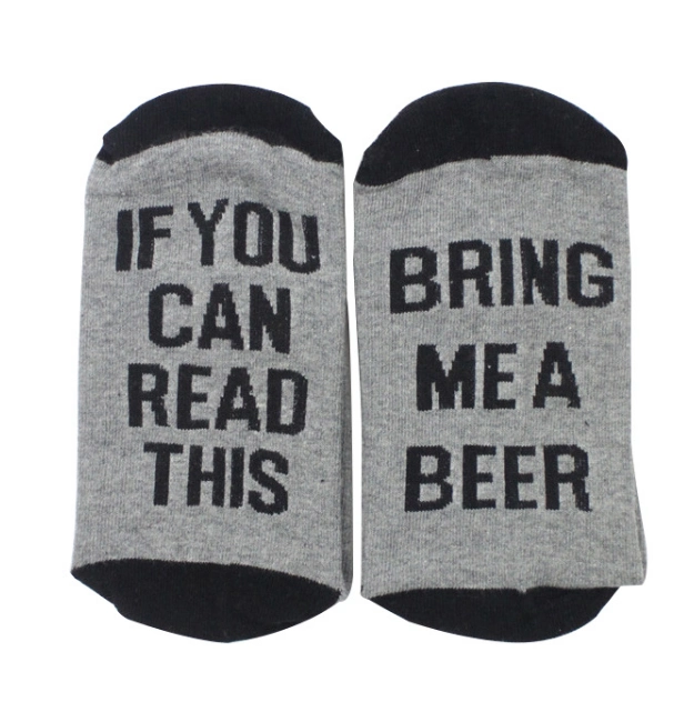 Funny Saying Knitting Word Combed Cotton Crew Wine Coffee Beer Socks for Men Happy Funny Socks