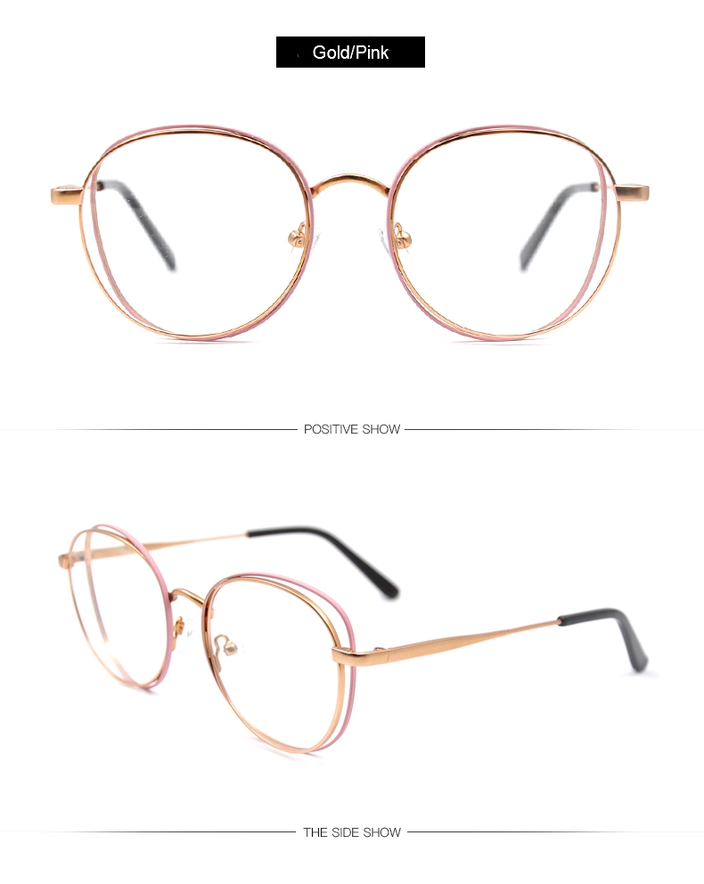Higo 2020 Metal Optical Frames Reading Glasses OEM Fashion Circle Oversize Eyewear Women