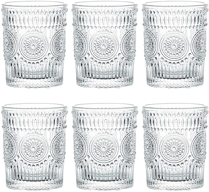 Water Glasses Premium Drinking Glasses Tumblers Vintage Juice Beverages Beer Cocktail