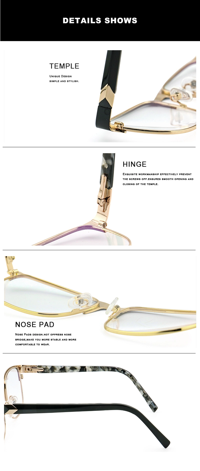 Square Metal Acetate Handmade Tip Optical Frames Glasses Eye Eyeglasses