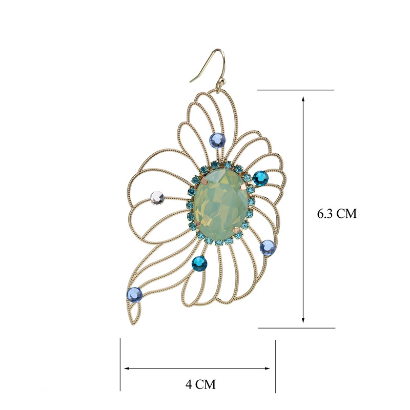 Unique Women Jewelry Gift Handmade Elegant Crystal Flower Floral Drop Earrings