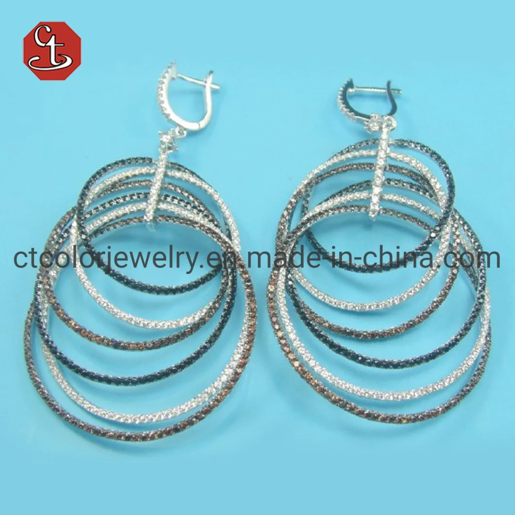 Color Big Geometric 8 Circle Long Dangle Earrings For Women Bohemian Party Exaggerated Fashion Jewelry