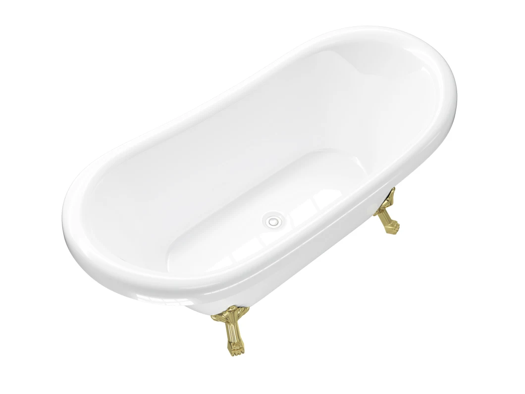 Acrylic Clawfoot Non-Whirlpool Freestanding White Bathtub