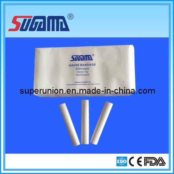 Disposable Cotton Absorbent Gauze Bandage Roll with Blue Line