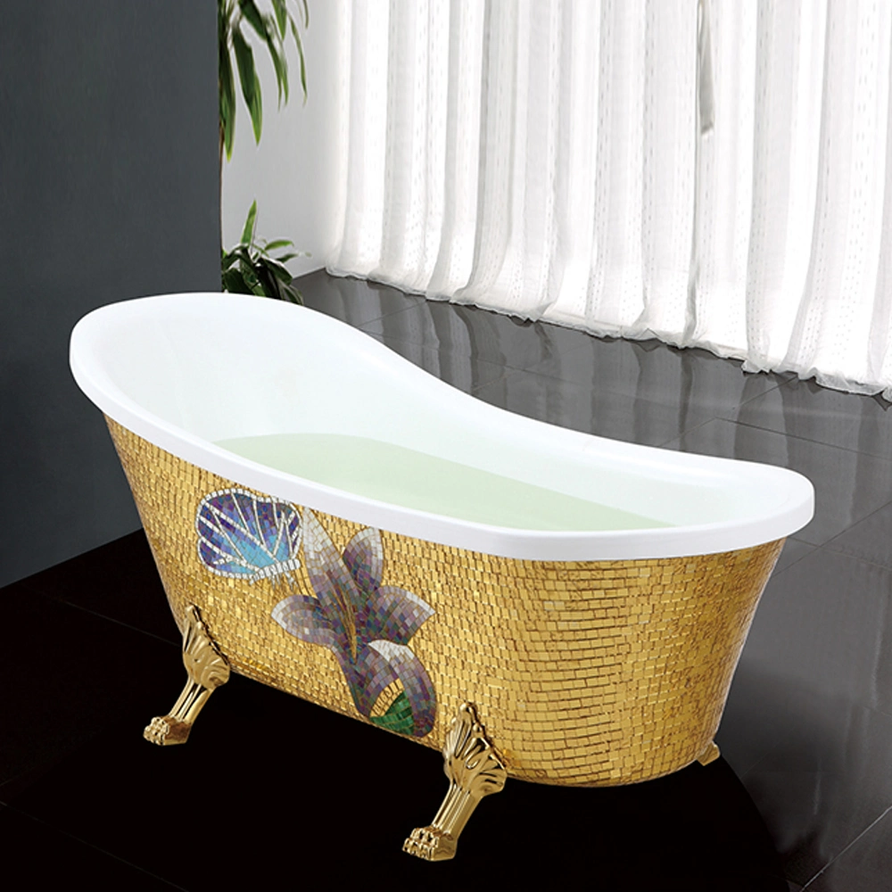Royal Vintage with Mosaic Surround Freestanding Acrylic Clawfoot Bathtub