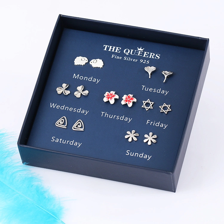 7pairs/Set Women Stud Earrings One Week Earrings Geometric Tassel Earrings High Quality Jewelry Gift