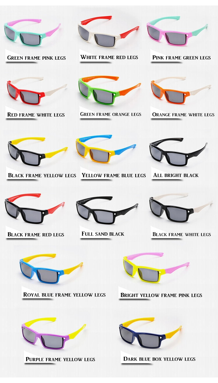 UV400 Children Square Tr90 Polarized Lenses Colorful Sunglasses Kids Sunglasses