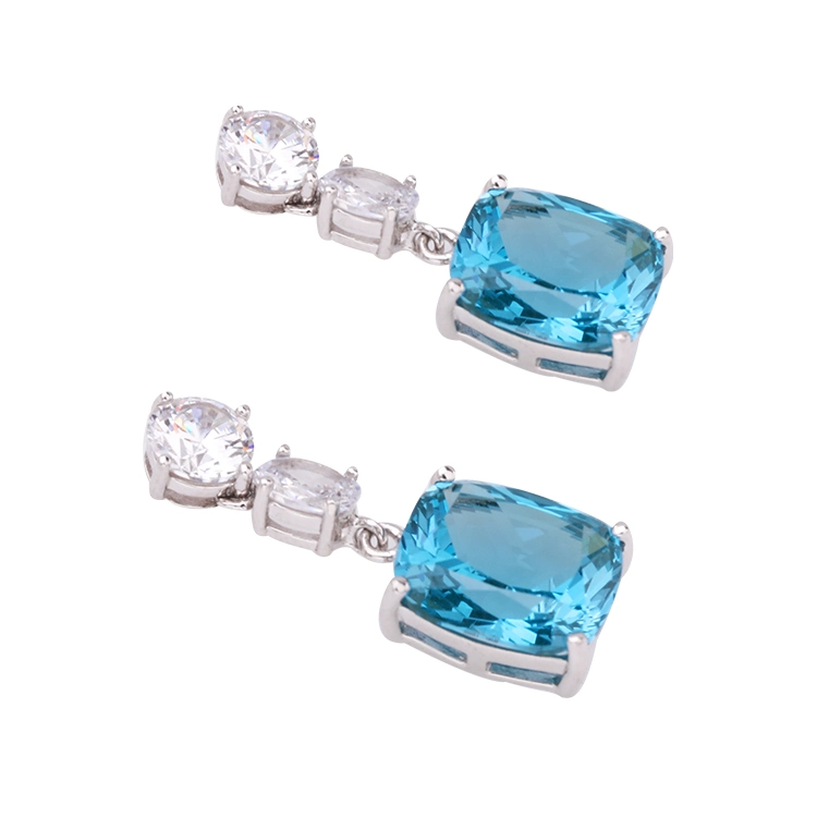 Silver 925 Earrings Sapphire Diamond Earrings for Women