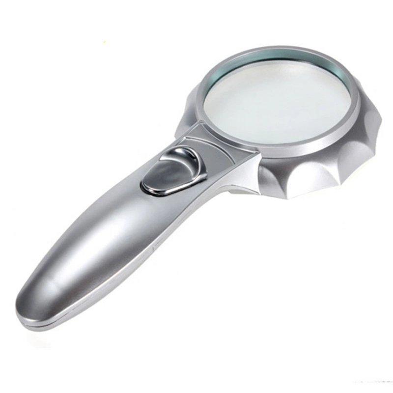 Bifocal Double Lens Handheld Illuminated Magnifier Umbrella-Type Multifunction Magnifying Glass Loupe LED Lights for Reading