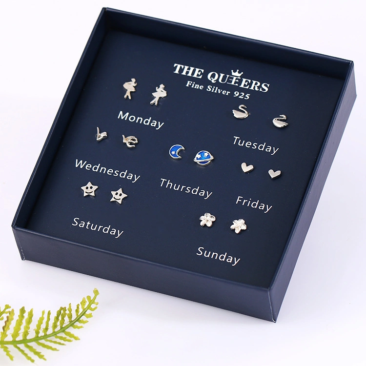 7pairs/Set Women Stud Earrings One Week Earrings Geometric Tassel Earrings High Quality Jewelry Gift