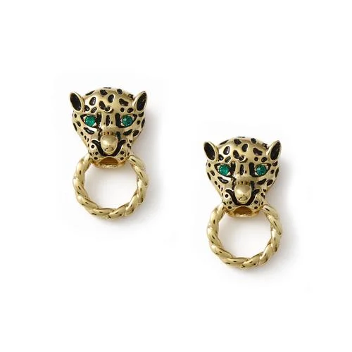 Fashion Personality Leopard Head Chain Earrings Jewelry