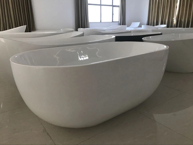 Oval Shape Freestanding Acrylic Bathtub&Freestanding Tap Mixer