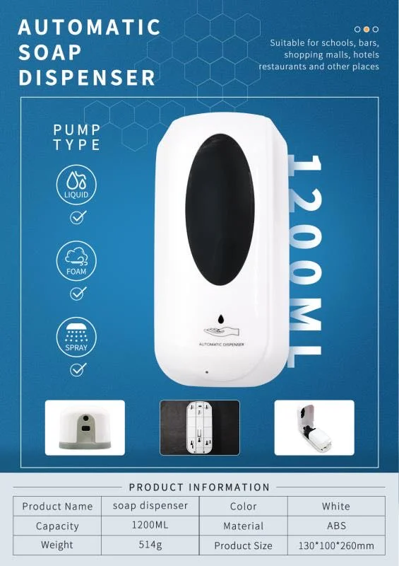 1200ml Automatic Spray Soap Dispenser DC Charge Foam Auto Soap Dispenser