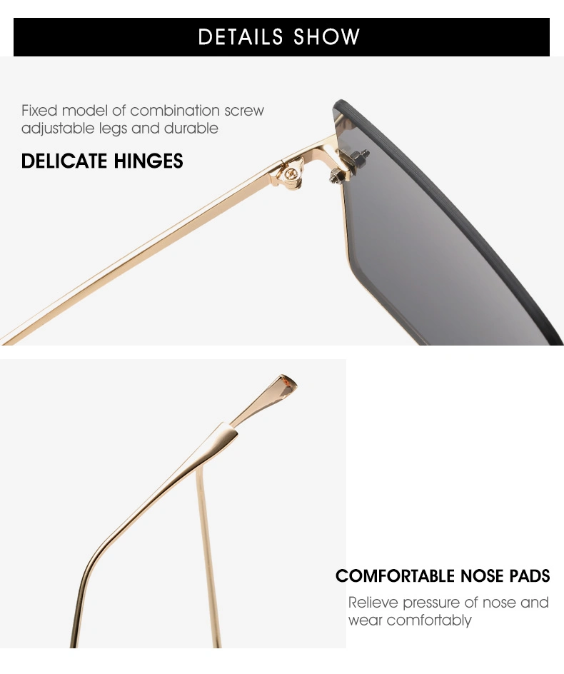 Square Shape Oversize Metal Polarized Sunglasses
