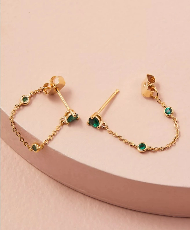 Fashion Personality Gemstone Chain Earrings Jewelry