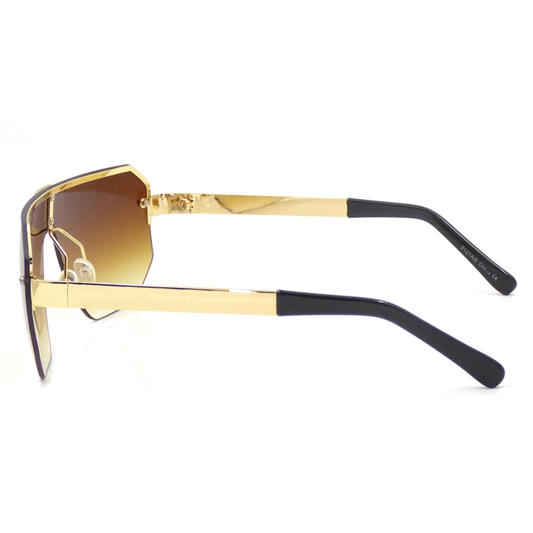 Newest Fashion Custom Logo Half Frame Metal Gradient Tawny Lens Sunglasses