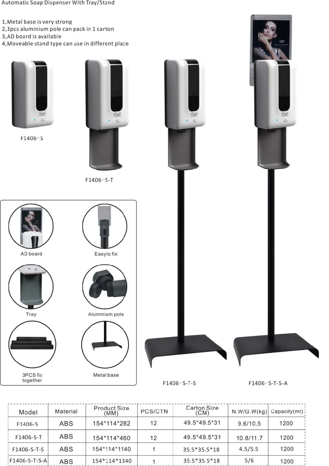 Hand Wash Free Touch Auto Soap Dispenser with Metal Stand