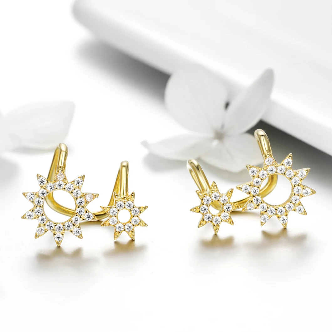 Fashion Gold Plated Cubic Zirconia Sterling Silver Stud Earrings