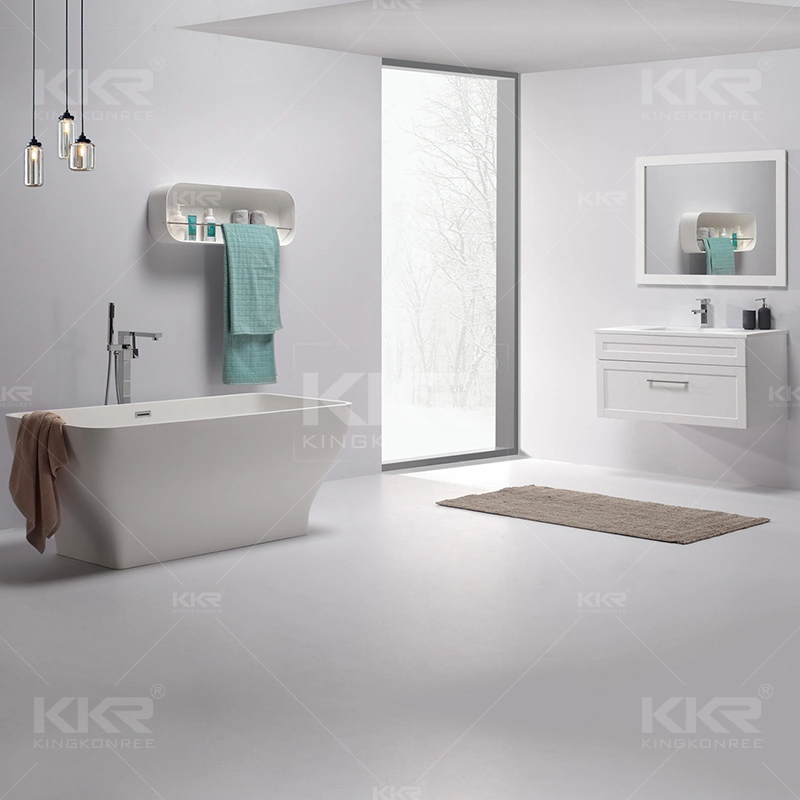 Newly Luxury Designing Rectangular Acrylic Tub Solid Surface Bathtub Freestanding Stone Tub Bathtub 0616