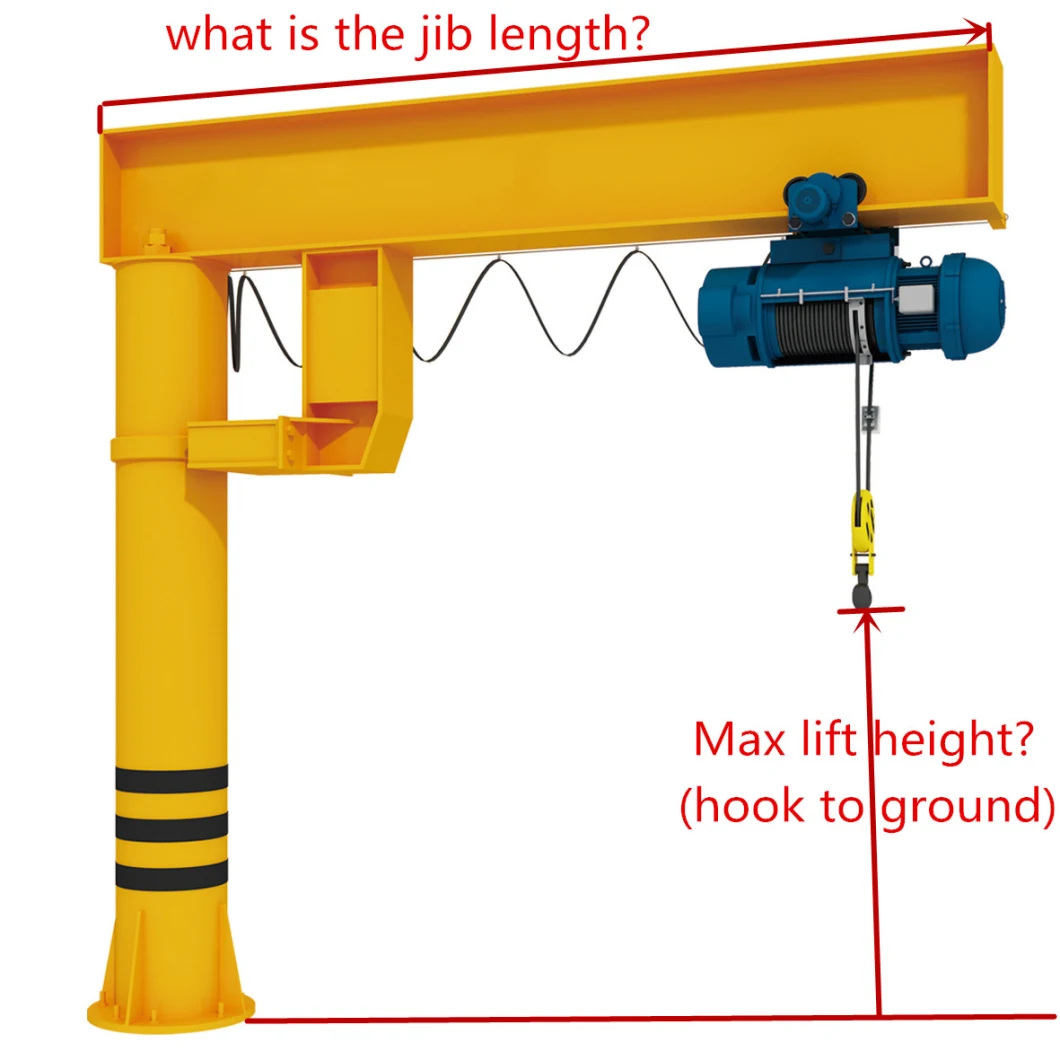 3 Ton Mobile Jib Crane Equipped with Electric Rope Hoist Chain Hoist