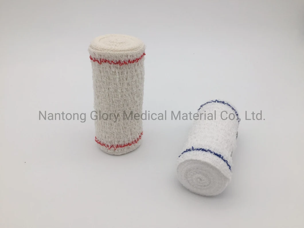 High Quality Cotton Crepe Bandage Roll with Blue/Red Line