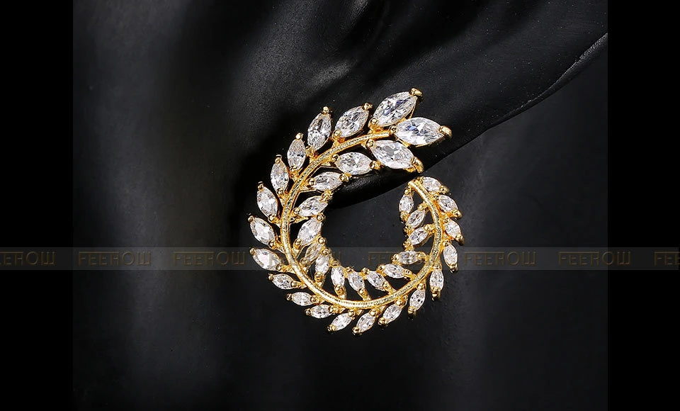 Luxury Engagement Fashion Jewelry Party Big Stud Earring Gold Cubic Zirconia Earrings for Woman