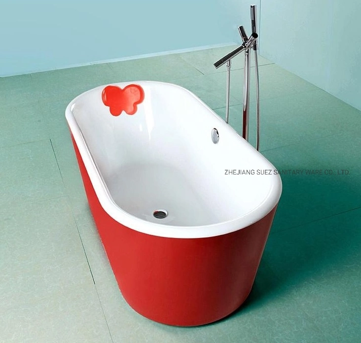 Red Color Free Standing Clawfoot Bathtub