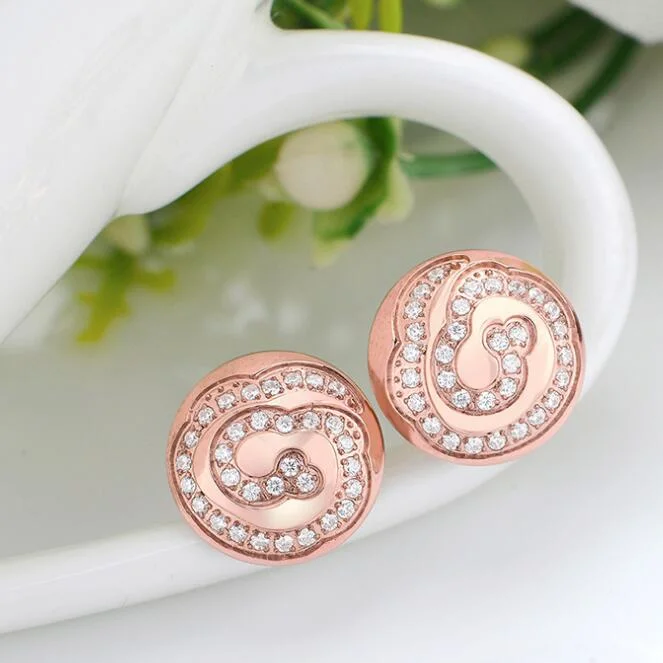 18K Rose Gold Stainless Steel Jewelry Flower Fashion Earrings